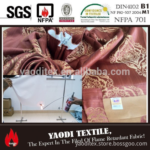 Luxury 100 polyester jacquard fabric fire resistant curtain Russian style for sale
